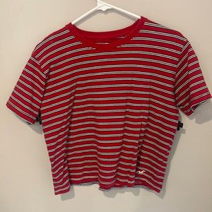 Red white and blue striped boxy tee from Hollister